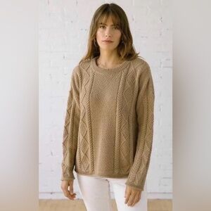 Tradlands | Modern Fisherman Alpaca Blend Sweater in Hazel Brown Small Cableknit